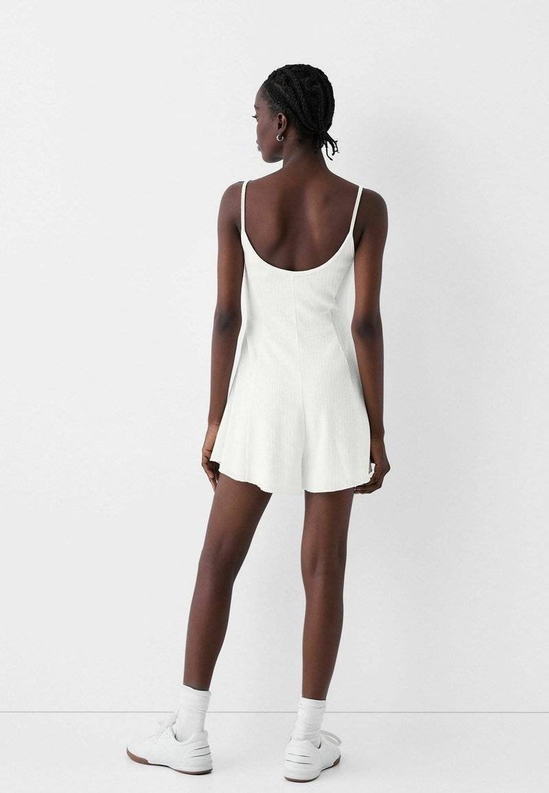 Bershka Bershka PRINTED - PLAYSUIT - Jumpsuit - white 50% Rabatt mit kostenlosem Versand