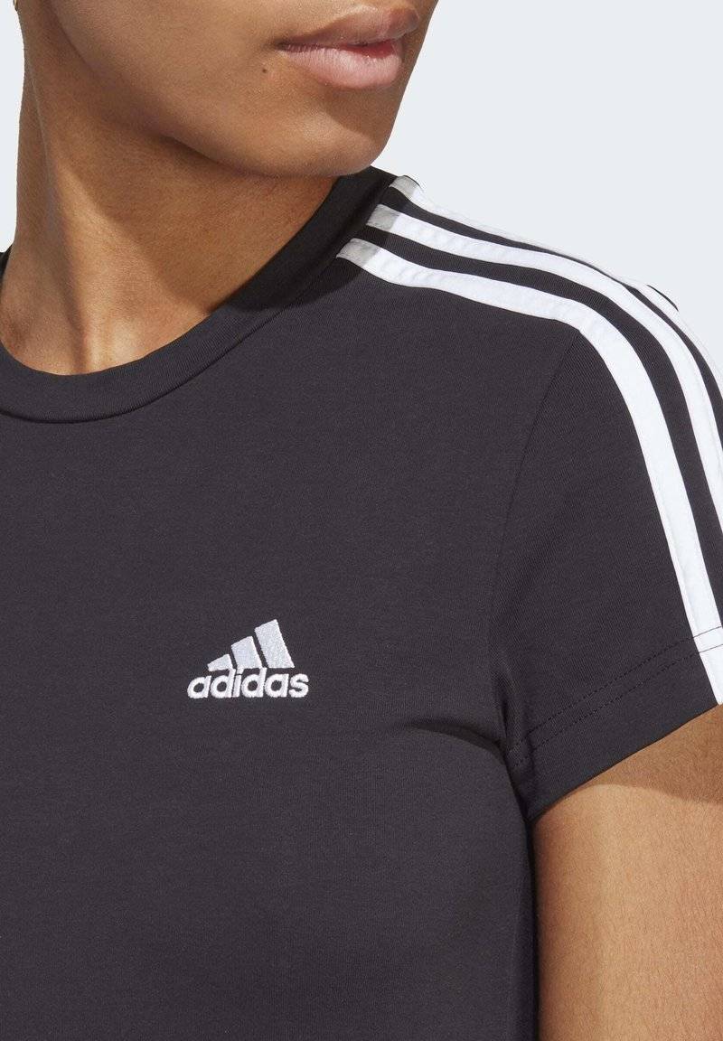 adidas Sportswear adidas Sportswear ESSENTIALS 3-STRIPES SINGLE FITTED - Jersey dress - black white Günstig kaufen