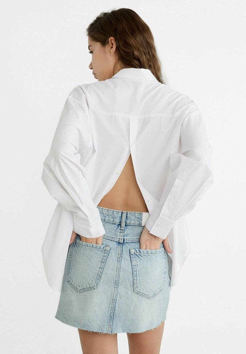 Stradivarius Stradivarius A-line skirt - light blue denim Heißer Verkauf