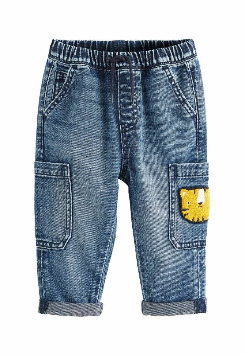 Next Next UTILITY - Relaxed fit jeans - mid blue denim with tiger Saisonale Angebote