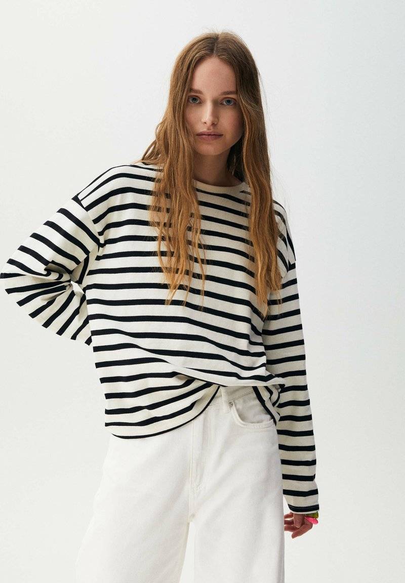 PULL&BEAR PULL&BEAR BASIC - Long sleeved top - mottled black Räumungsverkauf