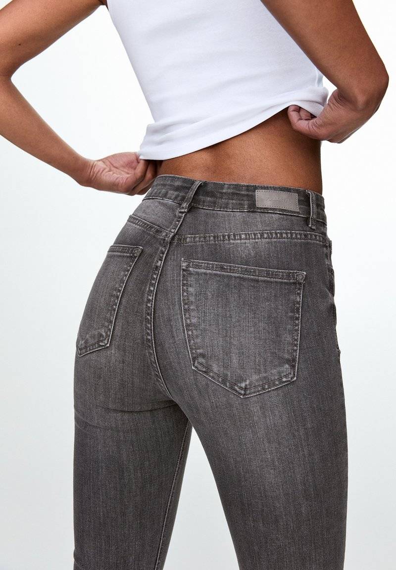 PULL&BEAR PULL&BEAR HIGH WAIST - Jeans Skinny Fit - grey denim VIP-Rabatte