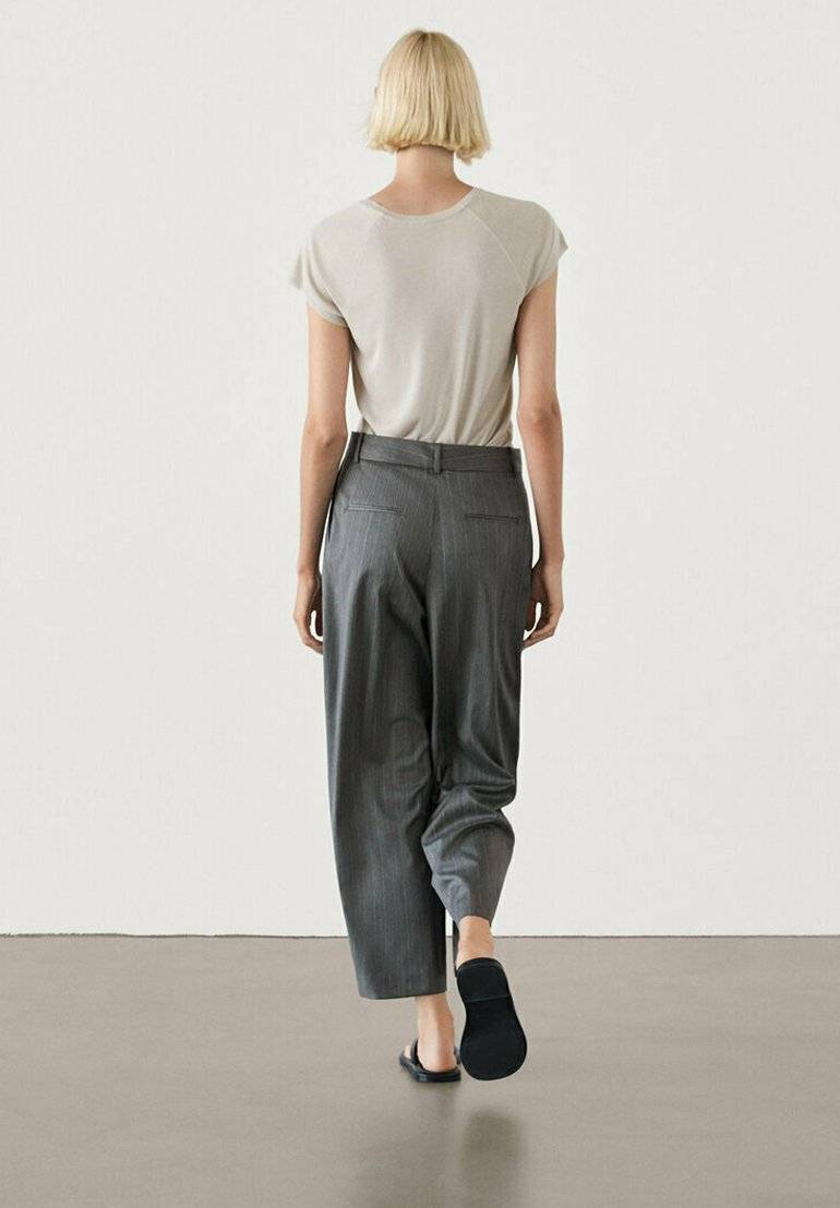 Massimo Dutti Massimo Dutti STRAIGHT-LEG STRIPE - Trousers - dark grey Letzte 3 Tage