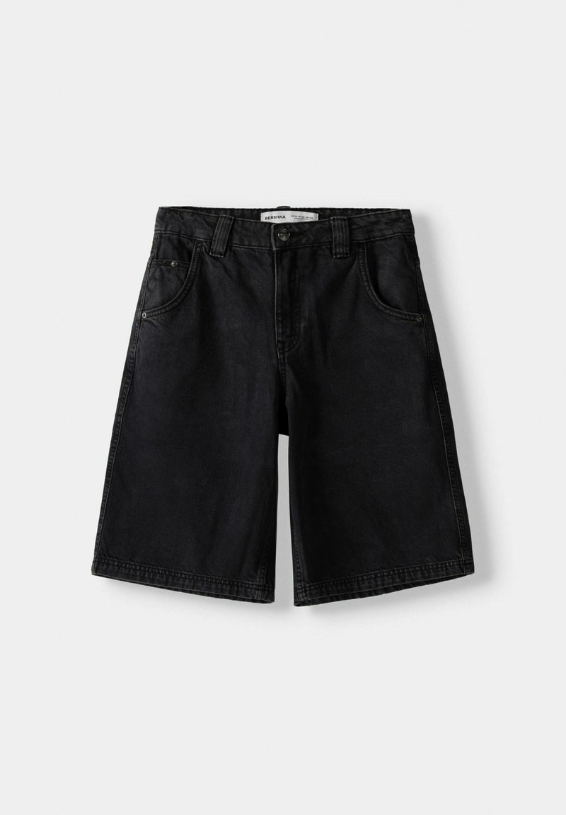 Bershka Bershka BERMUDA - Denim shorts - black JETZT KAUFEN