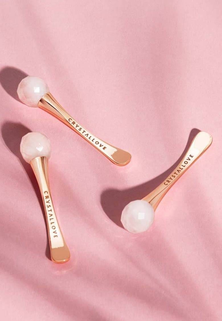 CRYSTALLOVE CRYSTALLOVE ROSE QUARTZ 3D EYE MASSAGER - Skincare tool - gold Verkauf