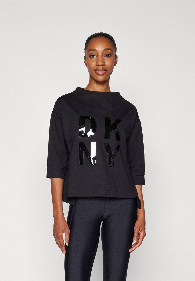 DKNY DKNY STACKED LOGO POPOVER - Long sleeved top - black Neueste Mode