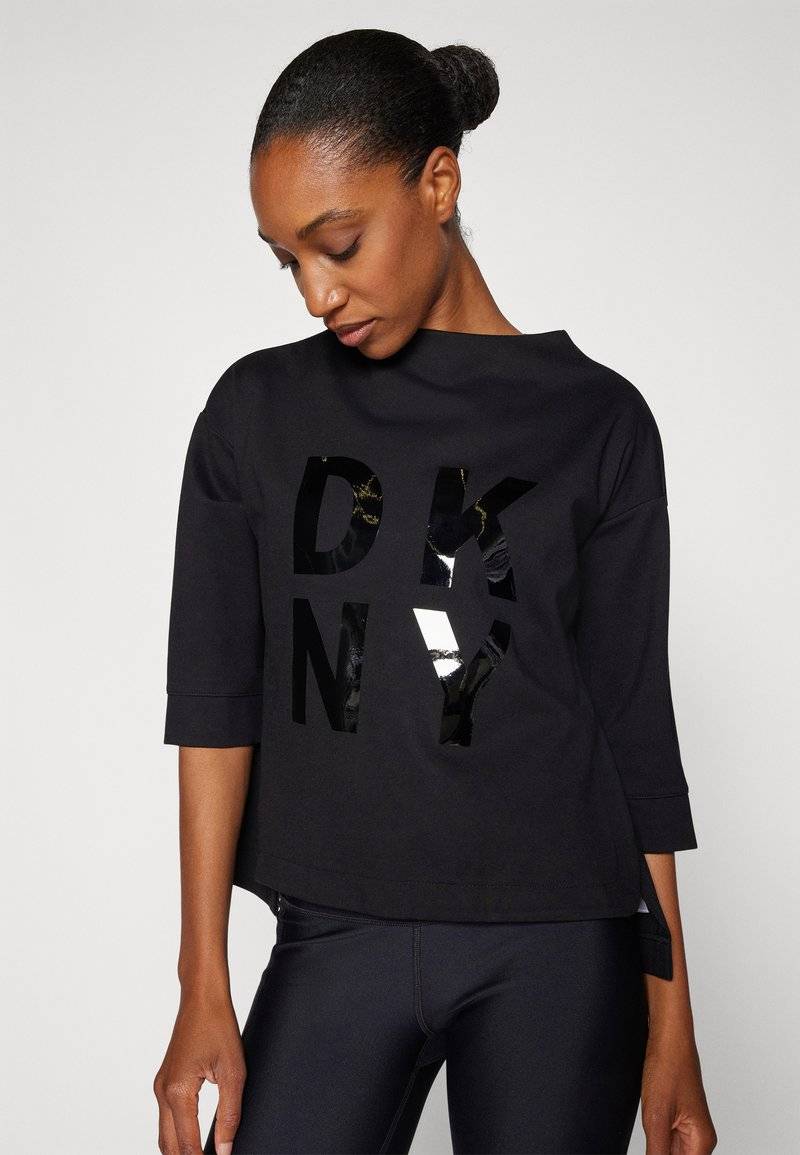 DKNY DKNY STACKED LOGO POPOVER - Long sleeved top - black Neueste Mode
