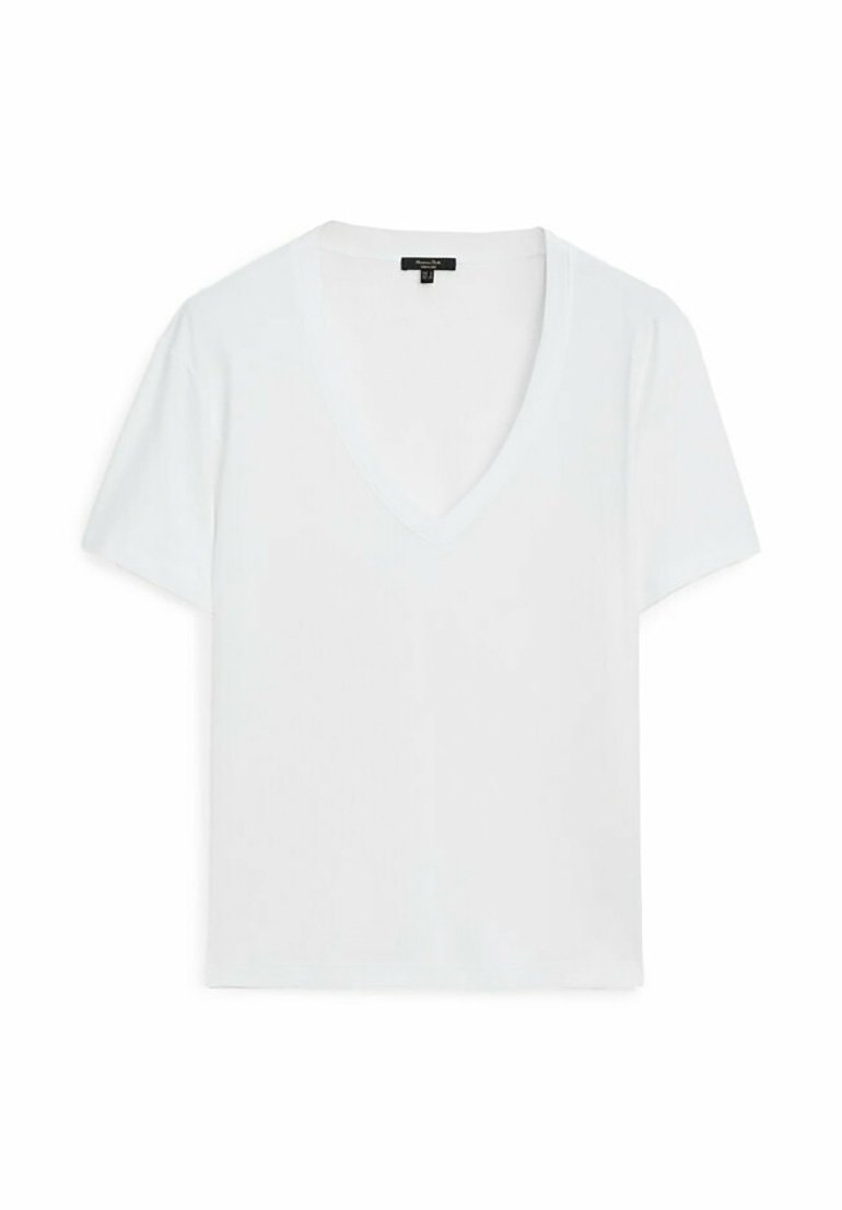 Massimo Dutti Massimo Dutti V-NECK - Basic T-shirt - white Speichern exportieren