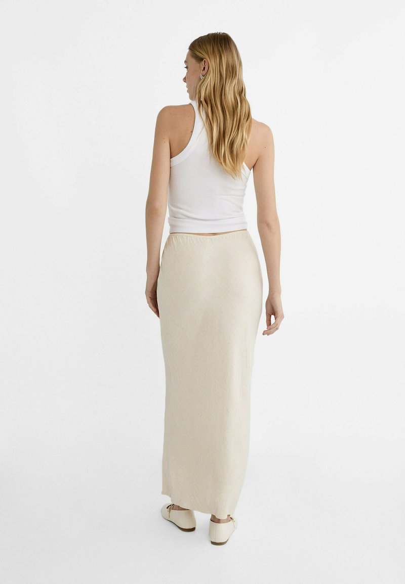 Stradivarius Stradivarius DRAWSTRING MIDI - Maxi skirt - stone 2025