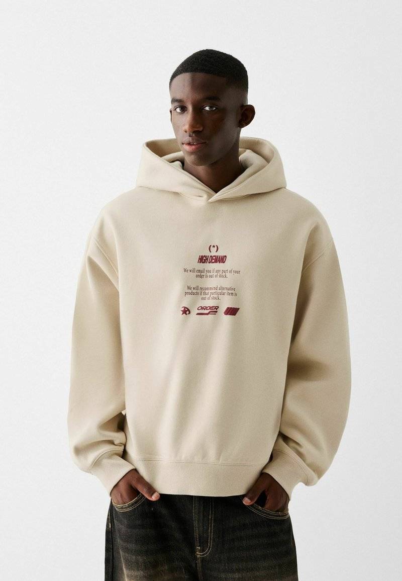 Bershka Bershka PRINTED - HOODIE - Hoodie - beige Fabrikverkauf