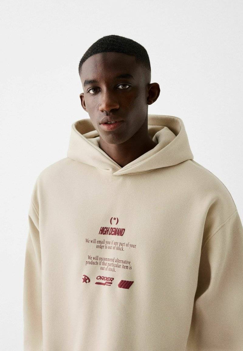 Bershka Bershka PRINTED - HOODIE - Hoodie - beige Fabrikverkauf