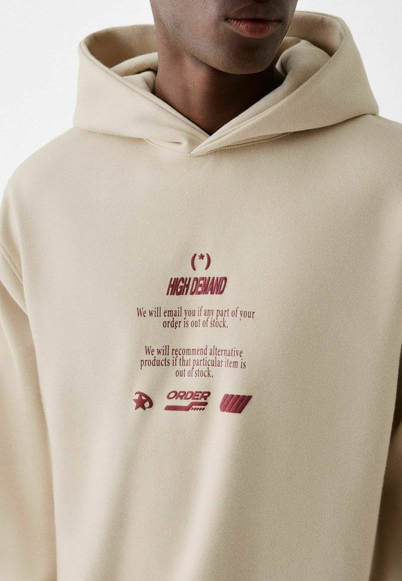 Bershka Bershka PRINTED - HOODIE - Hoodie - beige Fabrikverkauf