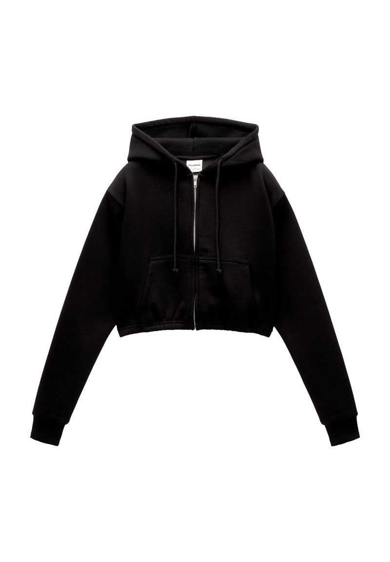PULL&BEAR PULL&BEAR CROPPED - Zip-up sweatshirt - black Meist gekauft