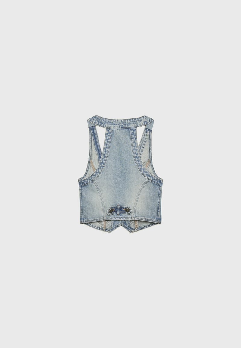 Stradivarius Stradivarius STUDDED - Waistcoat - laser denim Kostenloser Versand