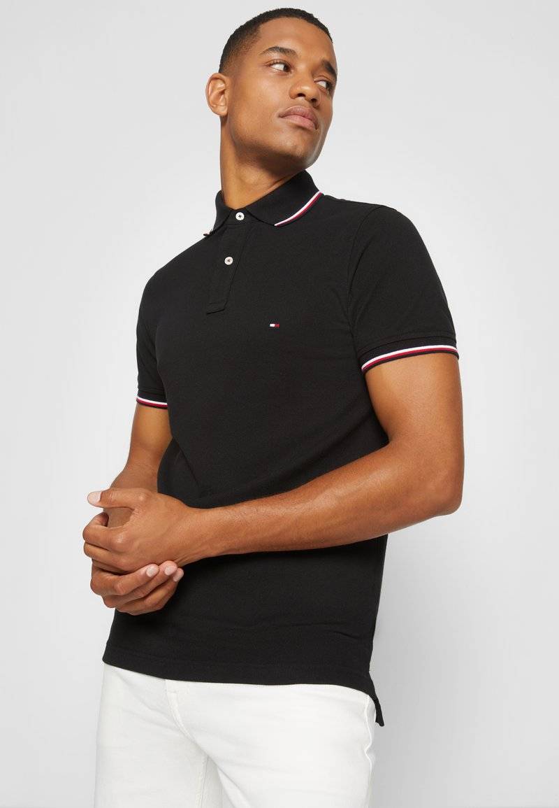 Tommy Hilfiger Tommy Hilfiger TIPPED SLIM - Polo shirt - black Saisonschlussverkauf