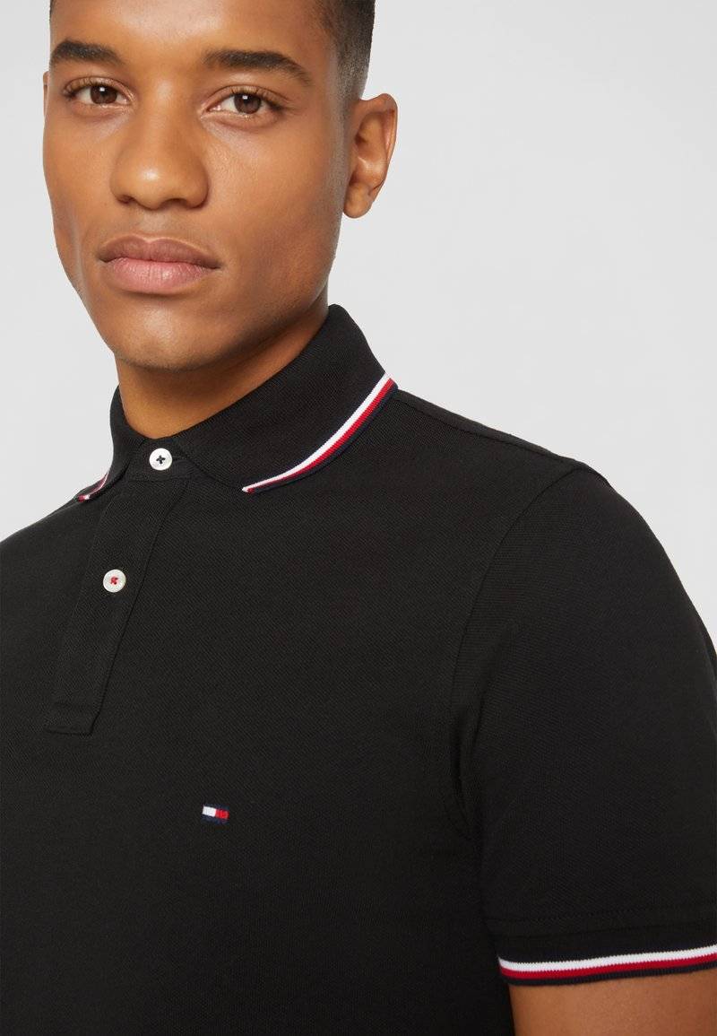 Tommy Hilfiger Tommy Hilfiger TIPPED SLIM - Polo shirt - black Saisonschlussverkauf